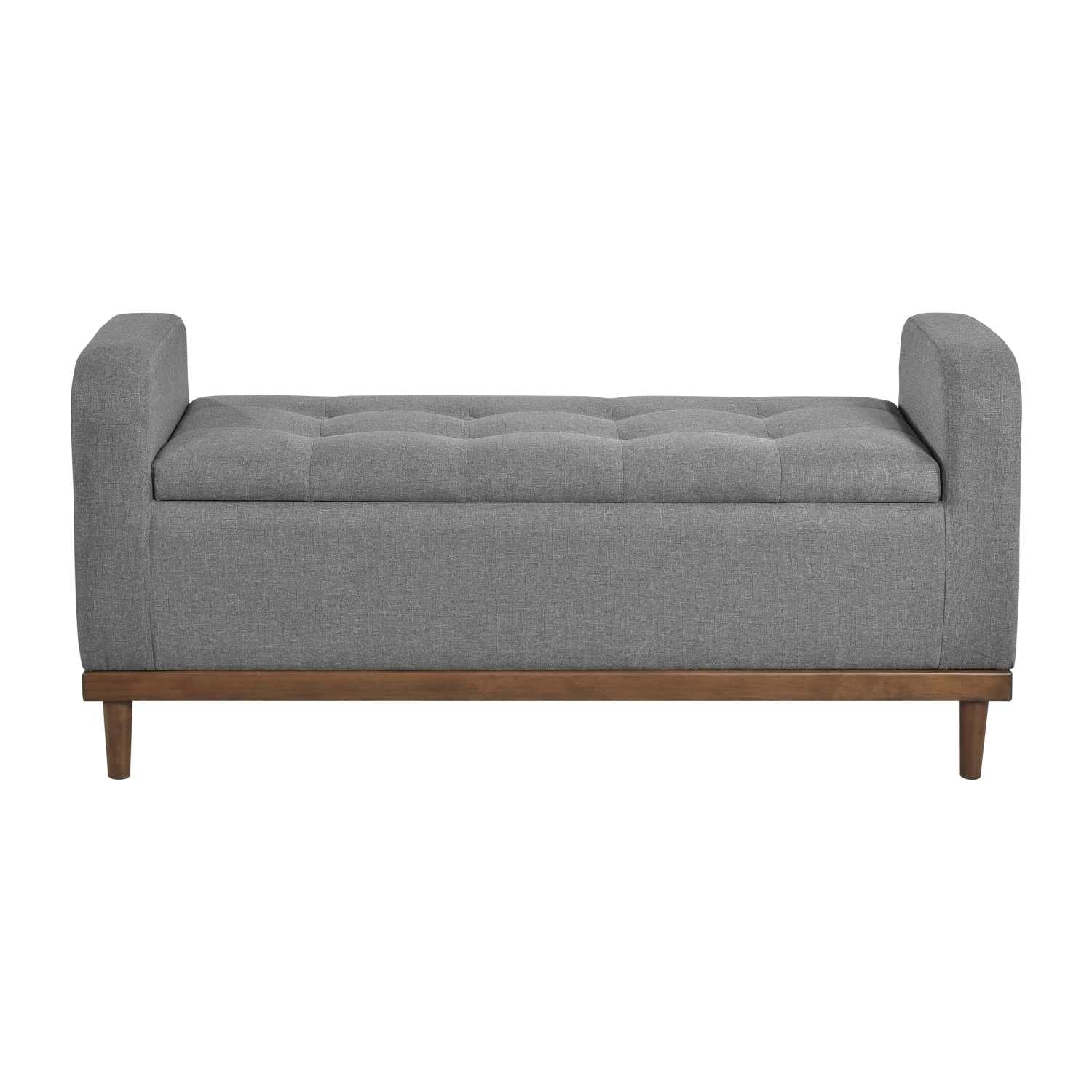Brigitte Grey Button-Tufted Lift Top Storage Bench 4590
