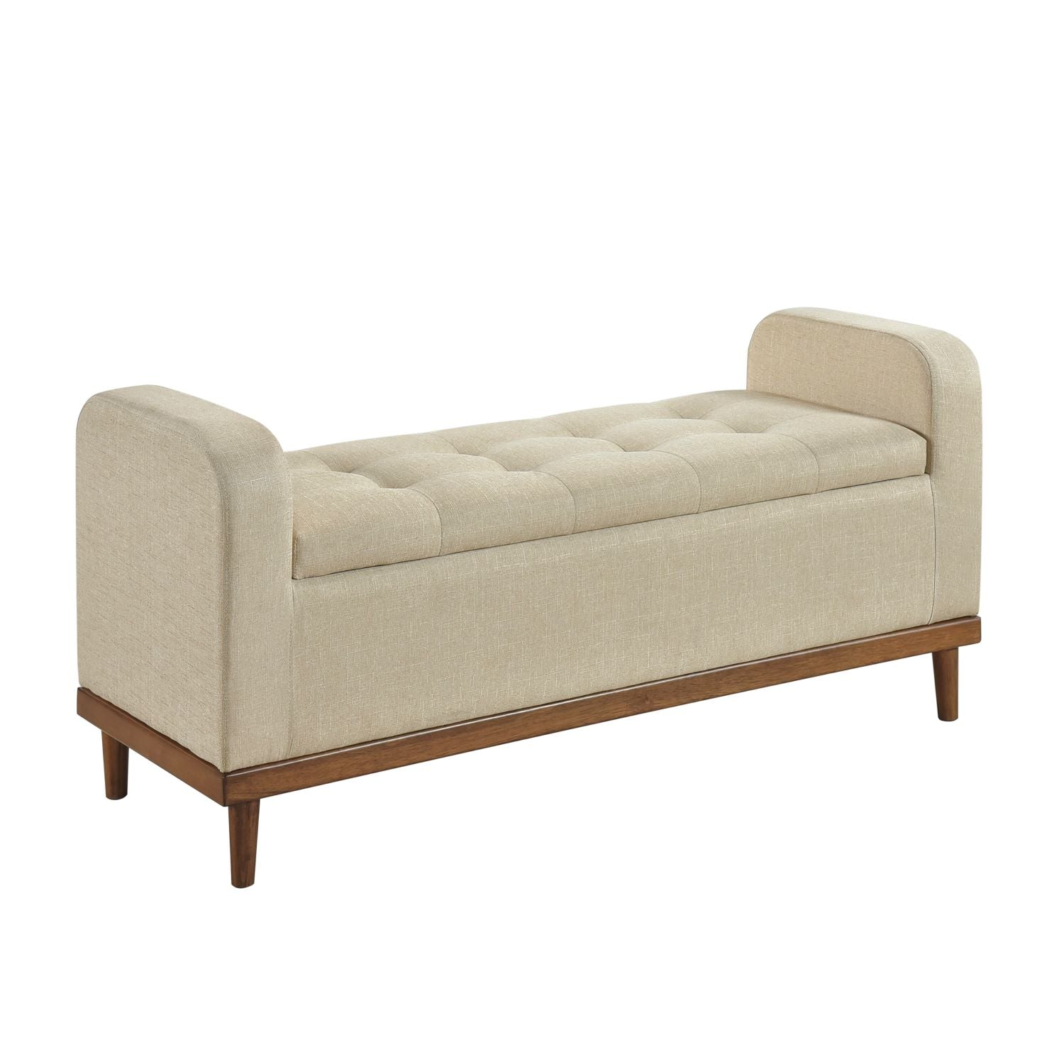 Brigitte Light Brown Button-Tufted Lift Top Storage Bench 4590