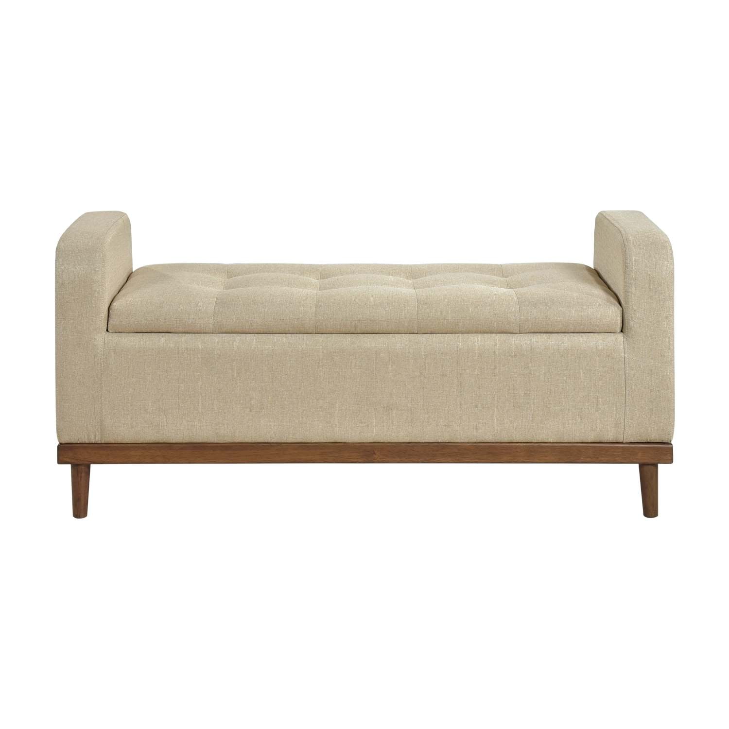 Brigitte Light Brown Button-Tufted Lift Top Storage Bench 4590