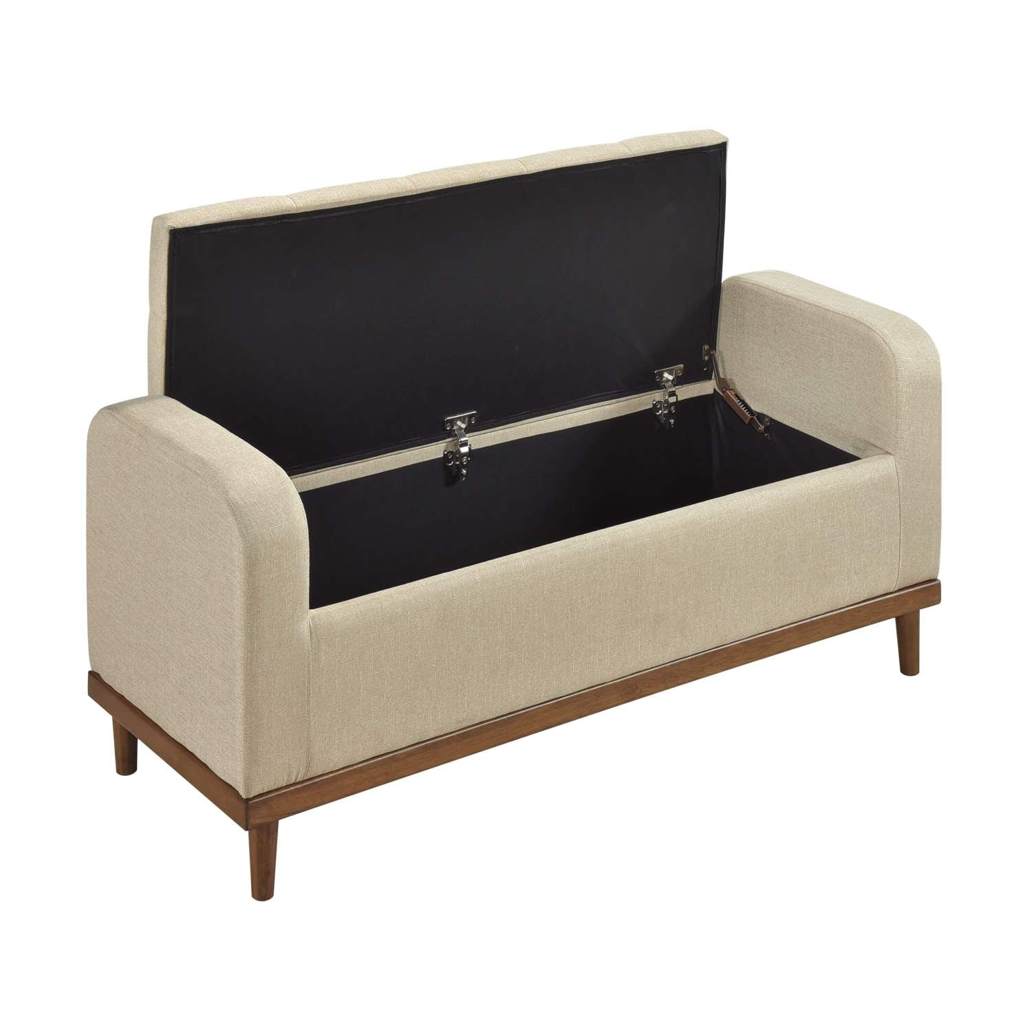 Brigitte Light Brown Button-Tufted Lift Top Storage Bench 4590