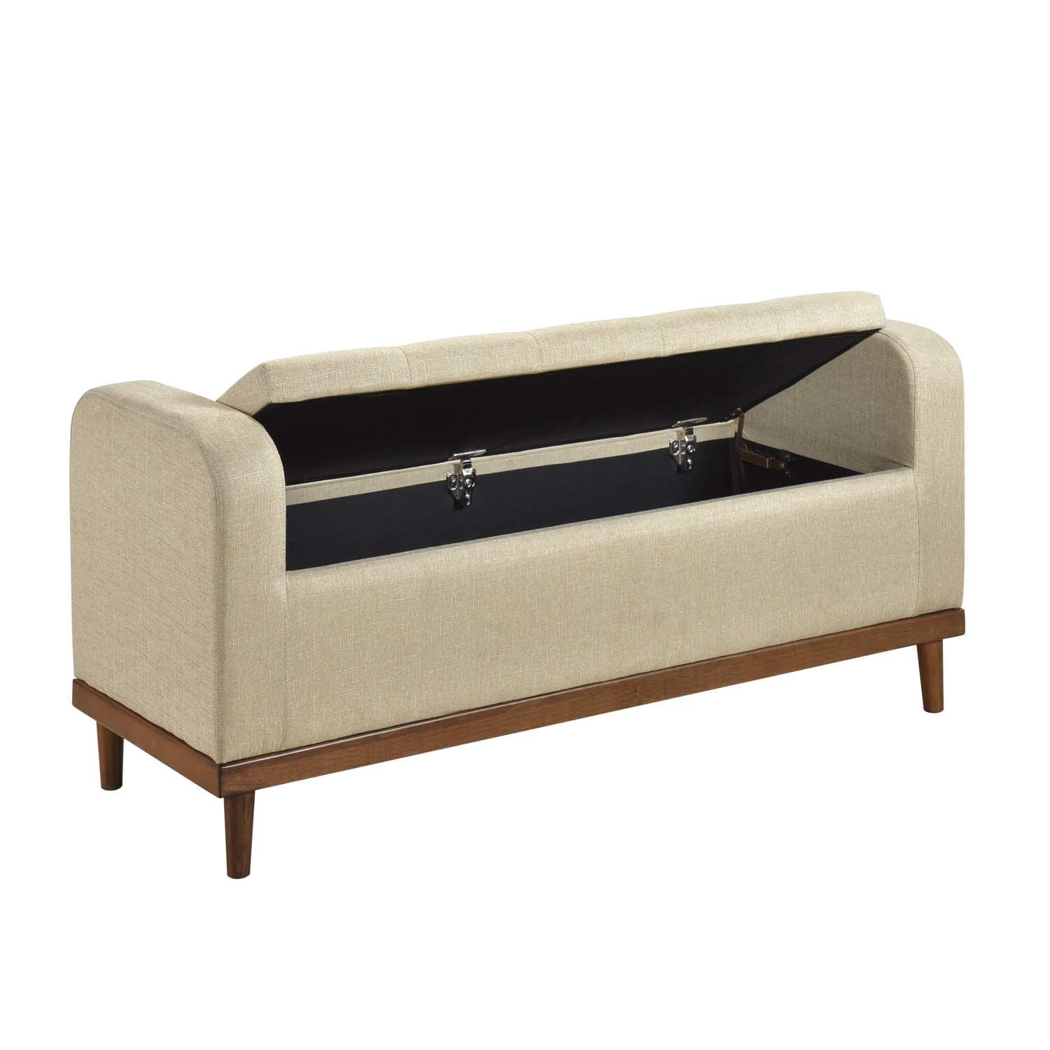 Brigitte Light Brown Button-Tufted Lift Top Storage Bench 4590