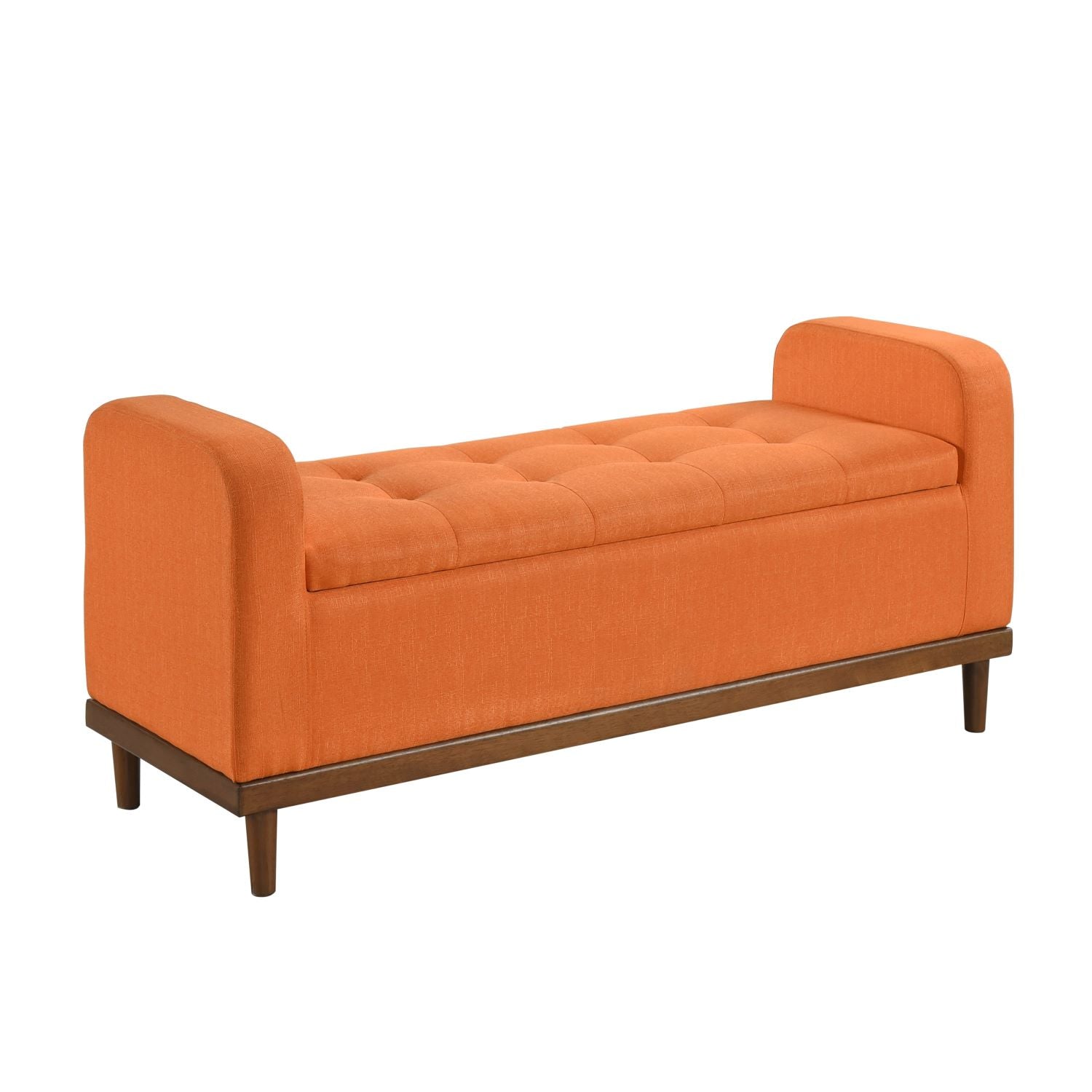 Brigitte Orange Button-Tufted Lift Top Storage Bench 4590