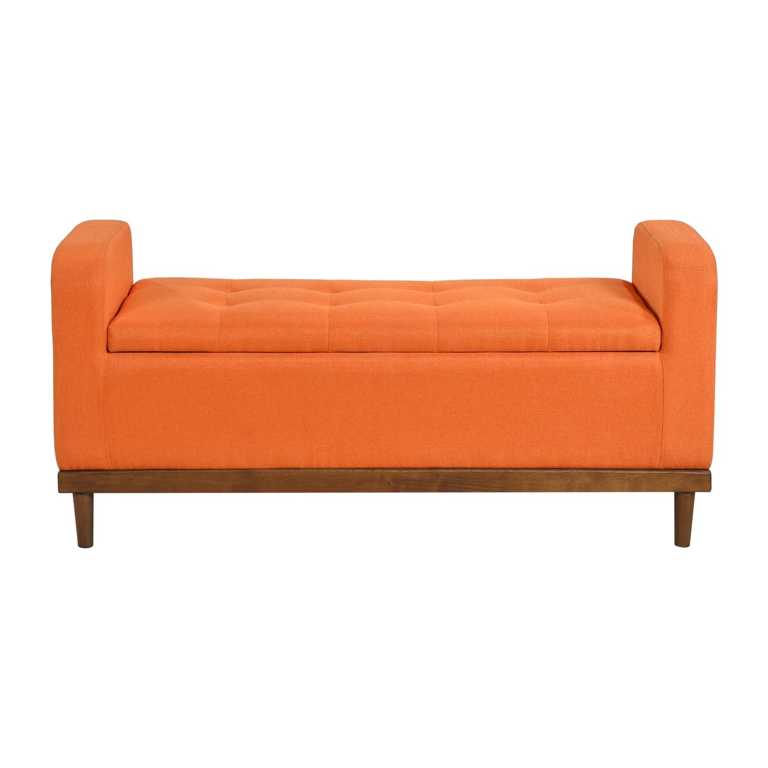 Brigitte Orange Button-Tufted Lift Top Storage Bench 4590