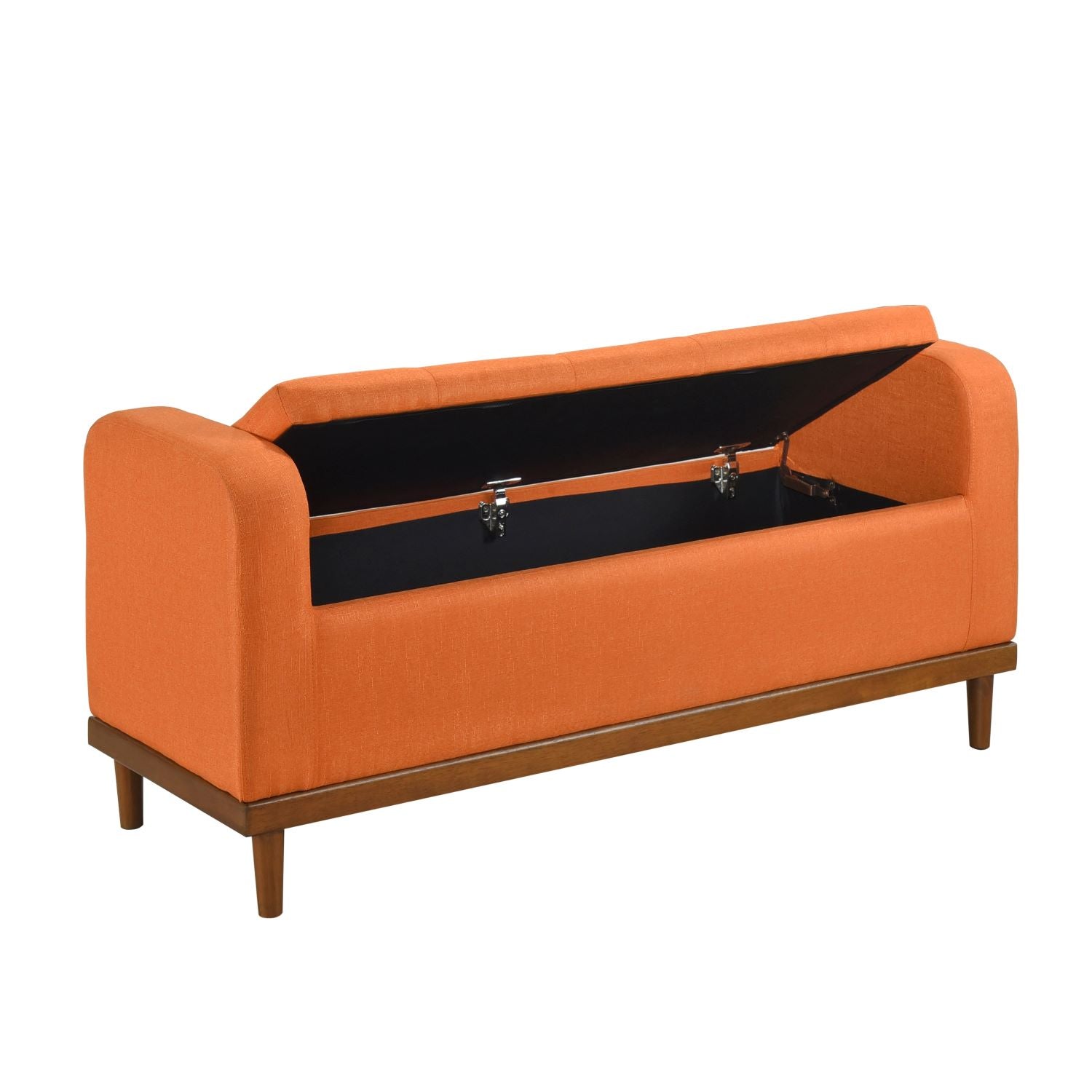 Brigitte Orange Button-Tufted Lift Top Storage Bench 4590