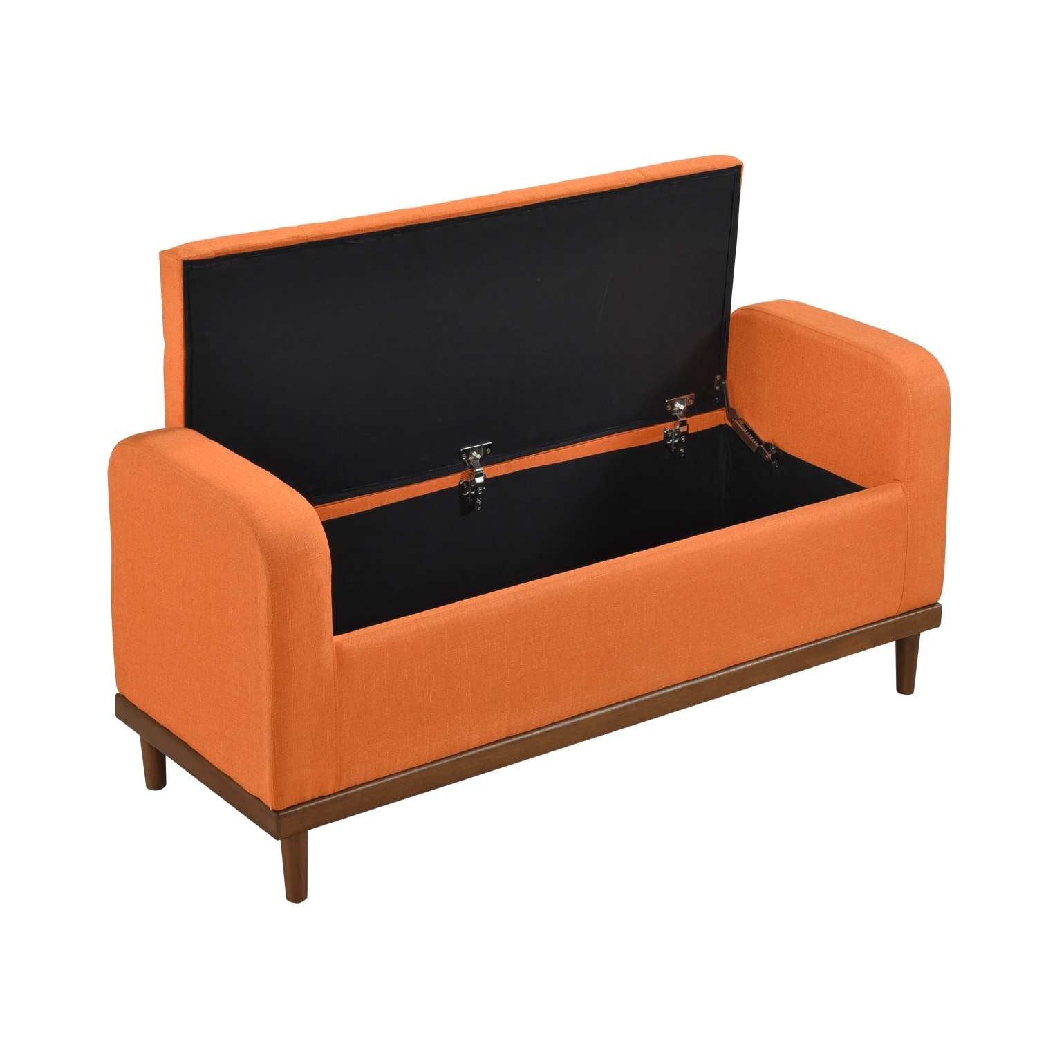 Brigitte Orange Button-Tufted Lift Top Storage Bench 4590