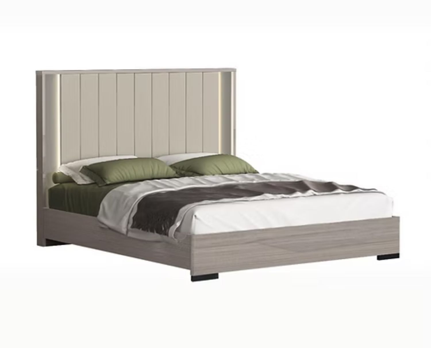 Bristal Wood-Tone Finish Bed with Panel LED Headboard 1781