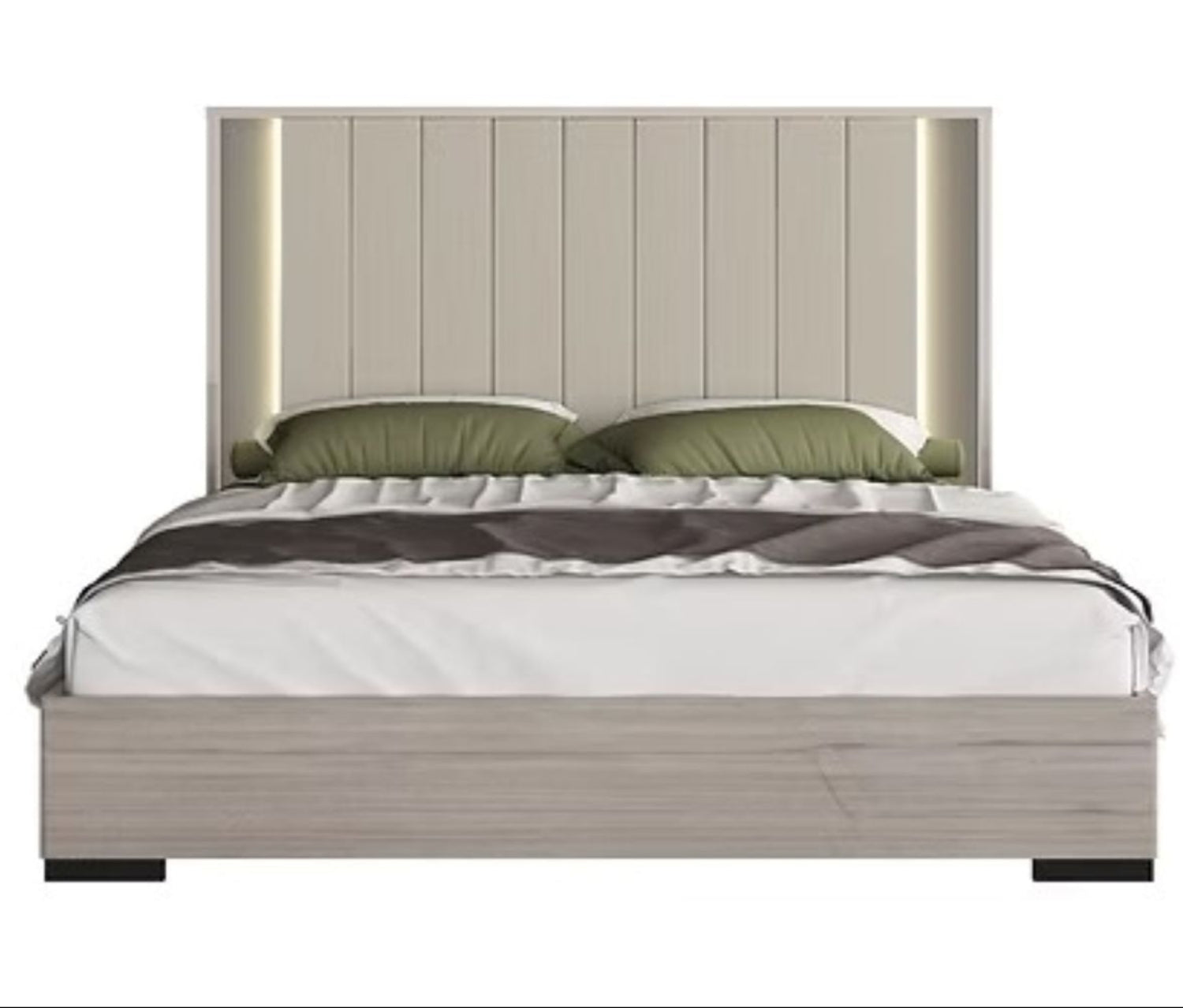 Bristal Wood-Tone Finish Bed with Panel LED Headboard 1781