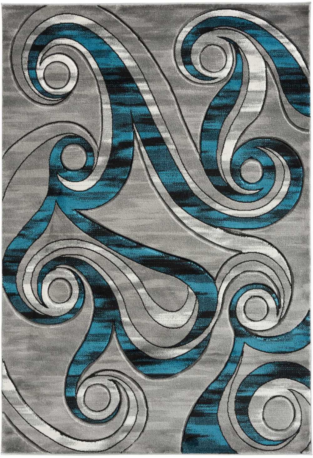 5x8 Bristol Rug Grey-Turquoise 5044