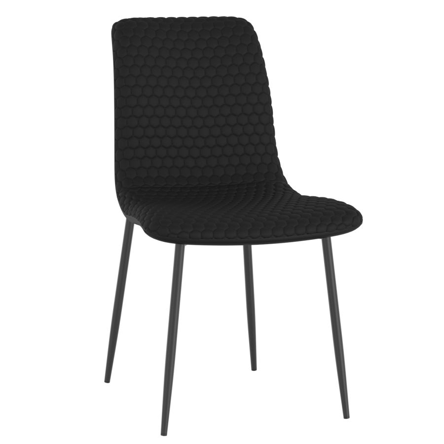 Brixx Dining Chair, Set of 2, in Black Faux Leather and Black 202-083
