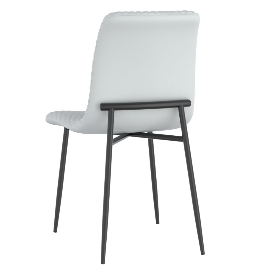 Brixx Dining Chair, Set of 2, in Light Grey Faux Leather and Black 202-083