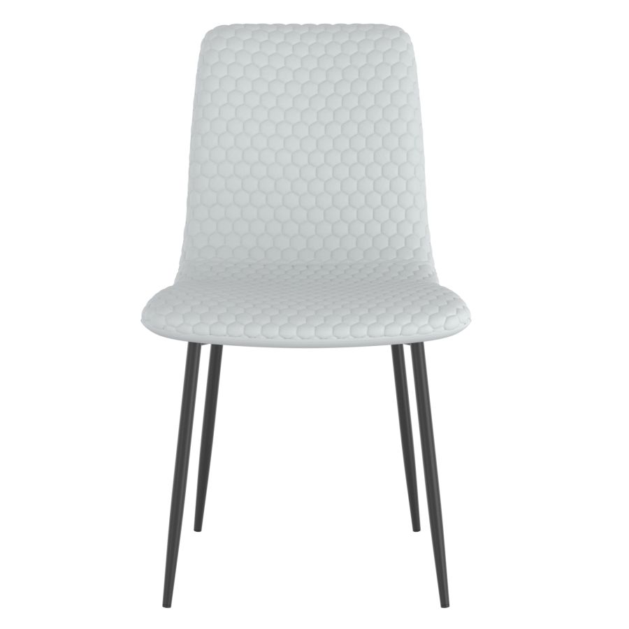 Brixx Dining Chair, Set of 2, in Light Grey Faux Leather and Black 202-083