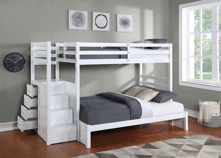 Staircase White Bunk Bed B 1892