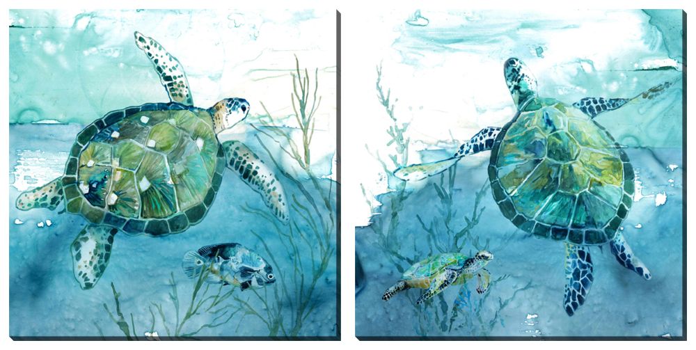 Sea Turtles Set of 2 Canvas Art