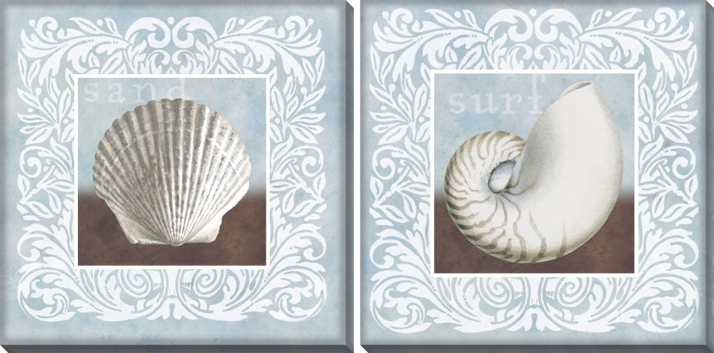 Sandy Shells Blue Set of 2 canvas art