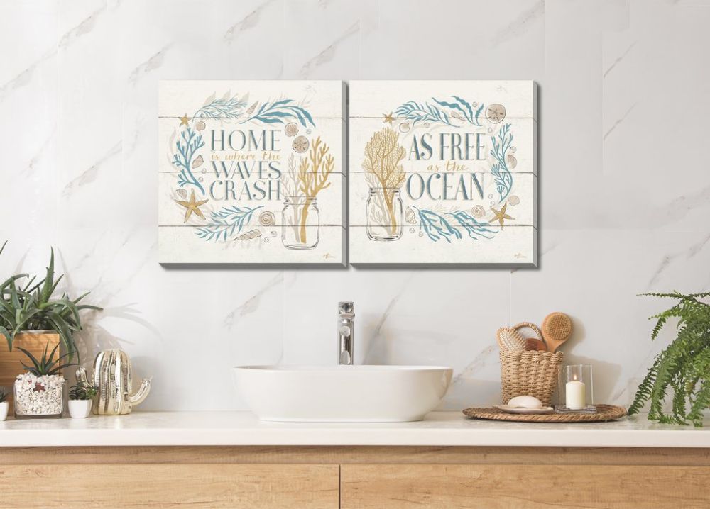 Golden Sea Set of 2 canvas art