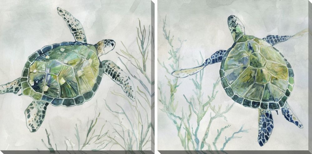 Seagrass Turtle II Set of 2 Canvas Art