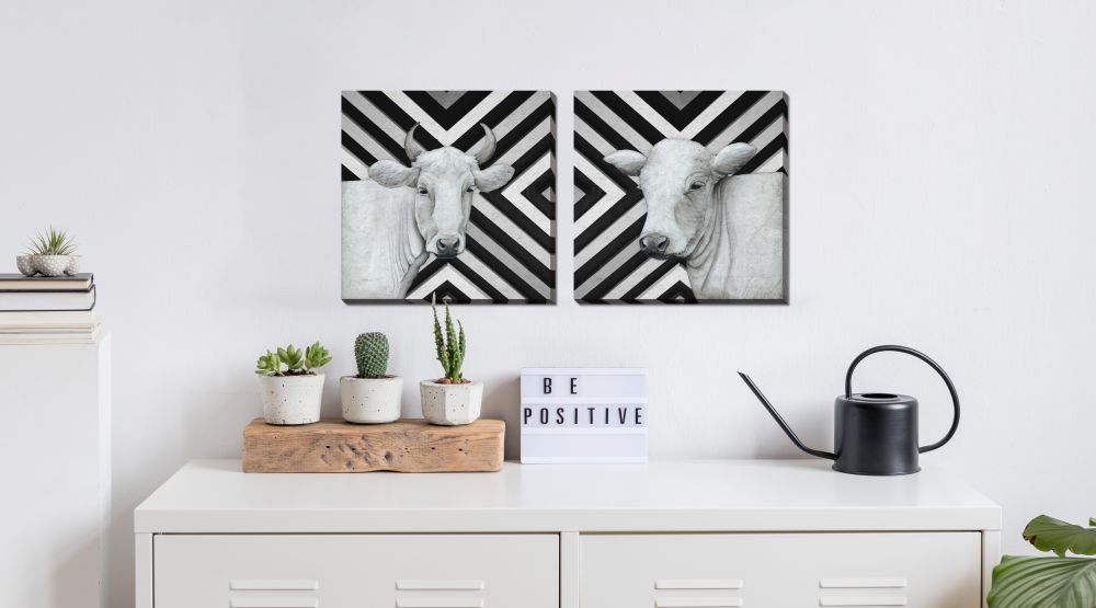 January Cow Set of 2 canvas art