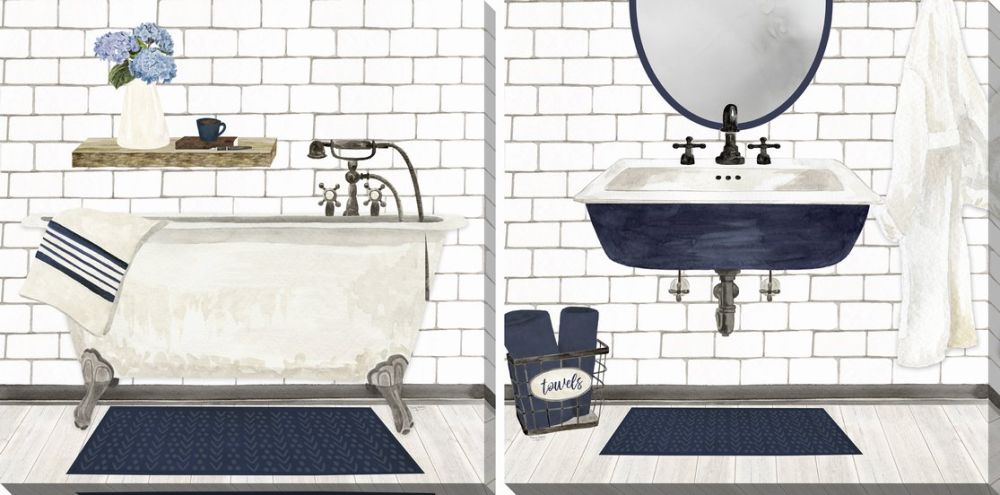 Farmhouse Bath Set of 2 Canvas Art