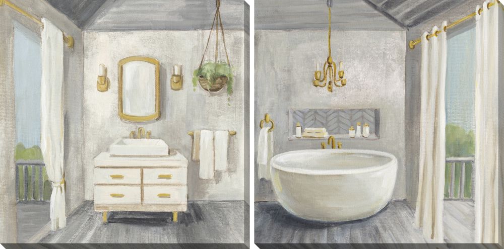 Attic Bathroom Set of 2 canvas art