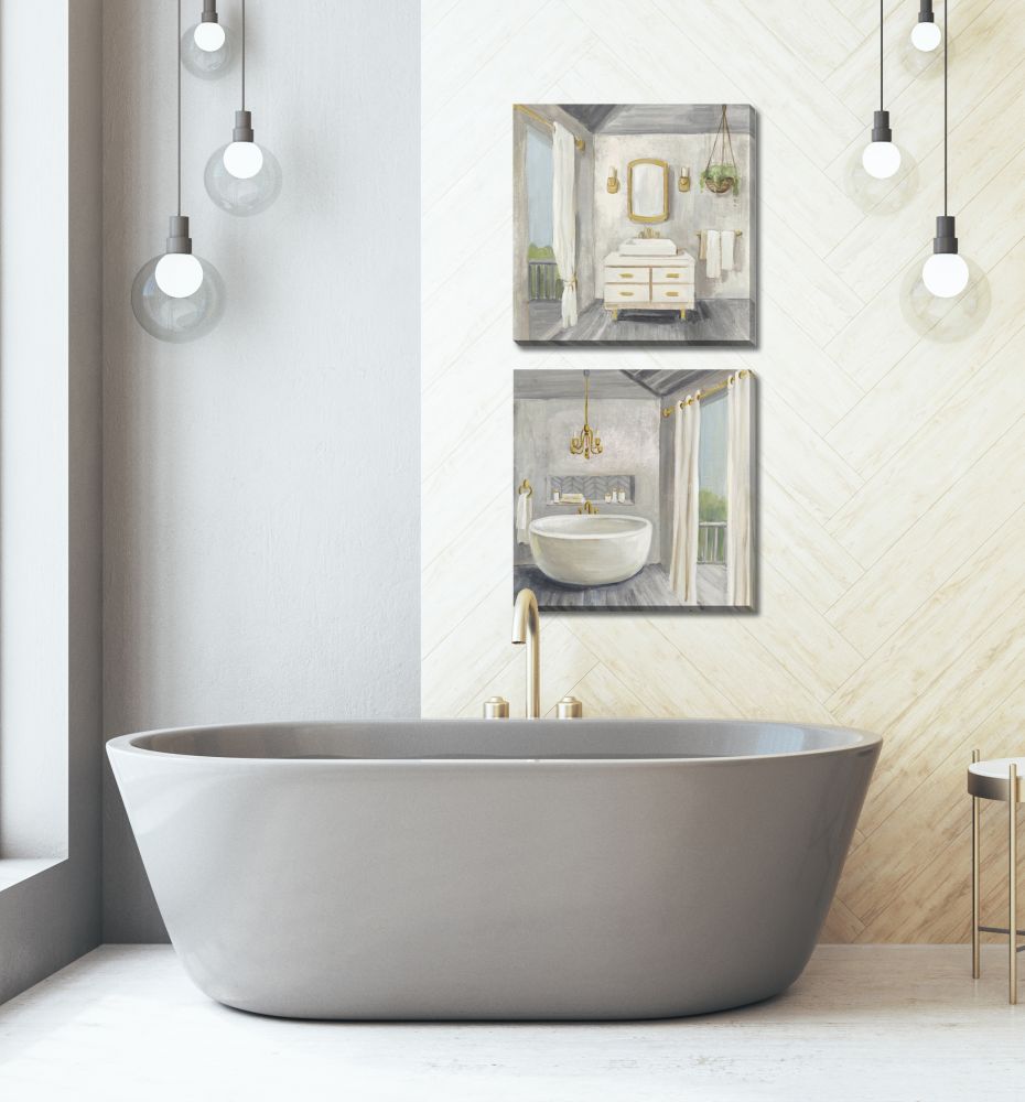 Attic Bathroom Set of 2 canvas art