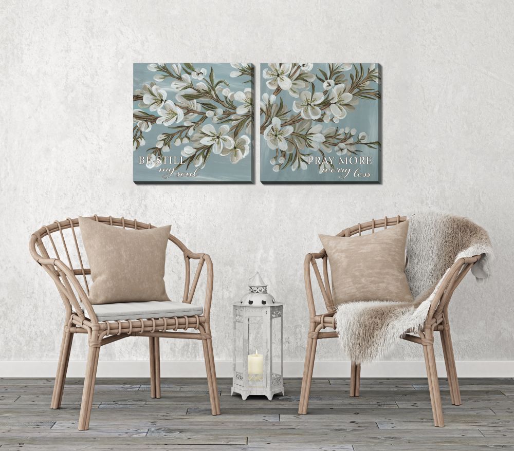 Spring Be Still / Worry Less 2 PC canvas art