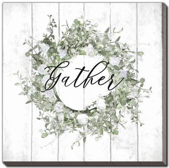 Welcome / Gather Wreath 2 PC Canvas Art