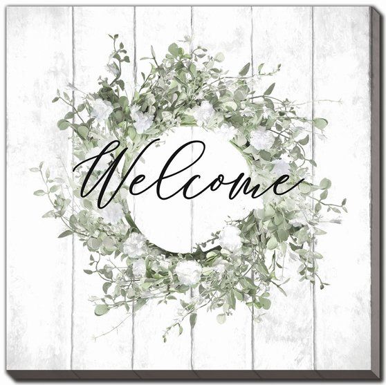 Welcome / Gather Wreath 2 PC Canvas Art