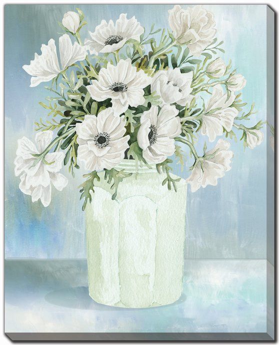 White Blooms II Canvas Art 16" x 20"