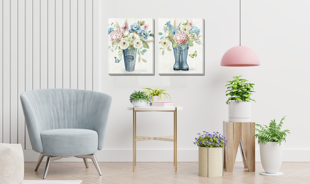 Garden Bouquet / Boots 2 PC canvas art