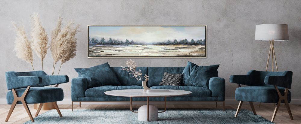 Row of Indigo Canvas Art 20" x 72"