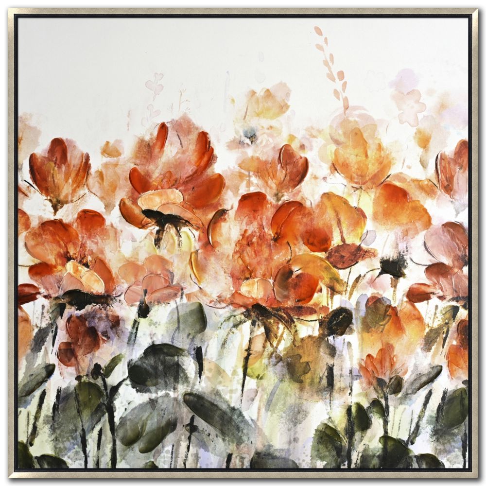 Fiery Blooms Canvas Art 36" x 36"