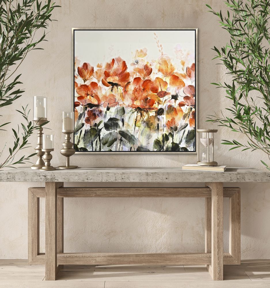 Fiery Blooms Canvas Art 36" x 36"