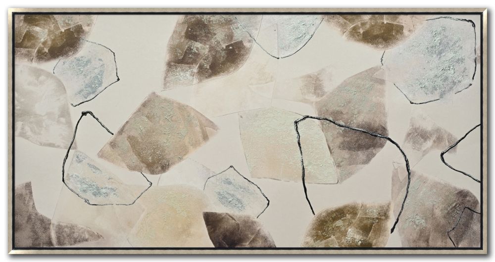 Neutral Pebbles Canvas Art 28" x 56"