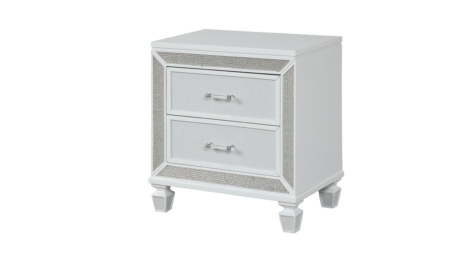 Crystal White 2 Drawer Night Stand 1391