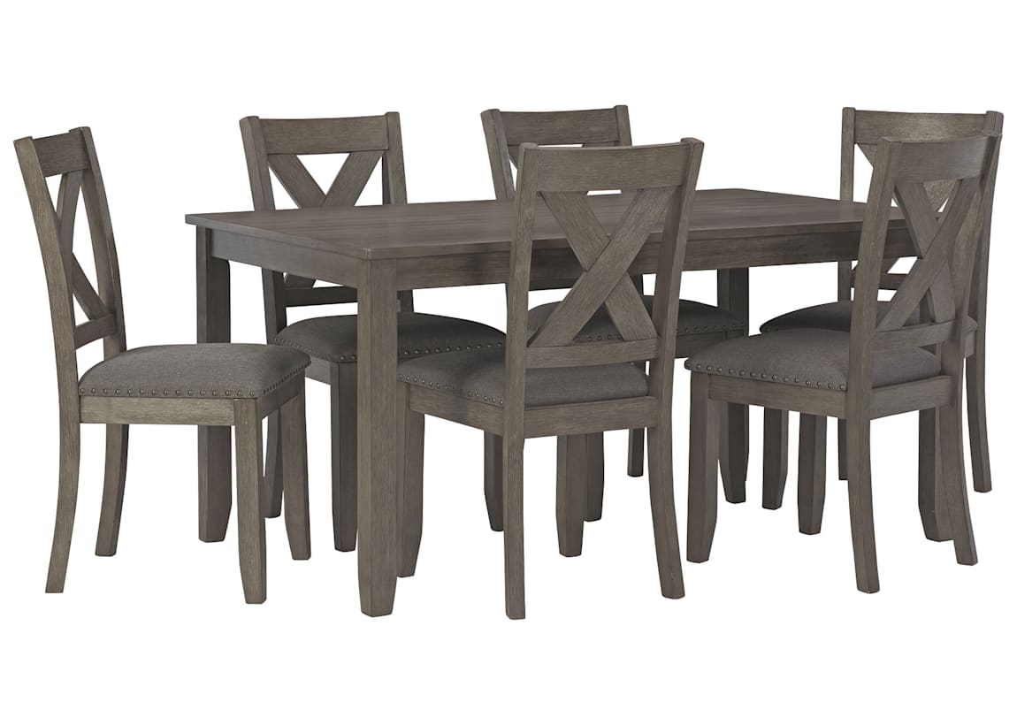 Grey 7 pc Wooden Dining Set 5505