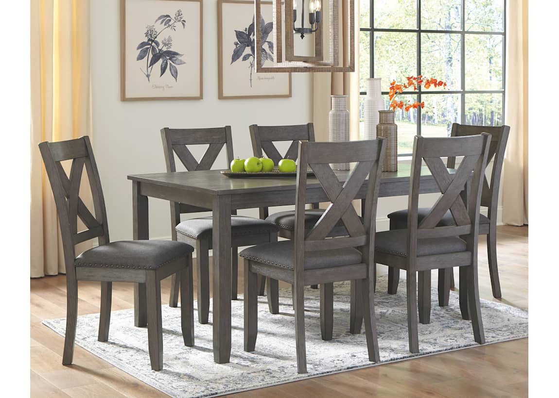 Grey 7 pc Wooden Dining Set 5505