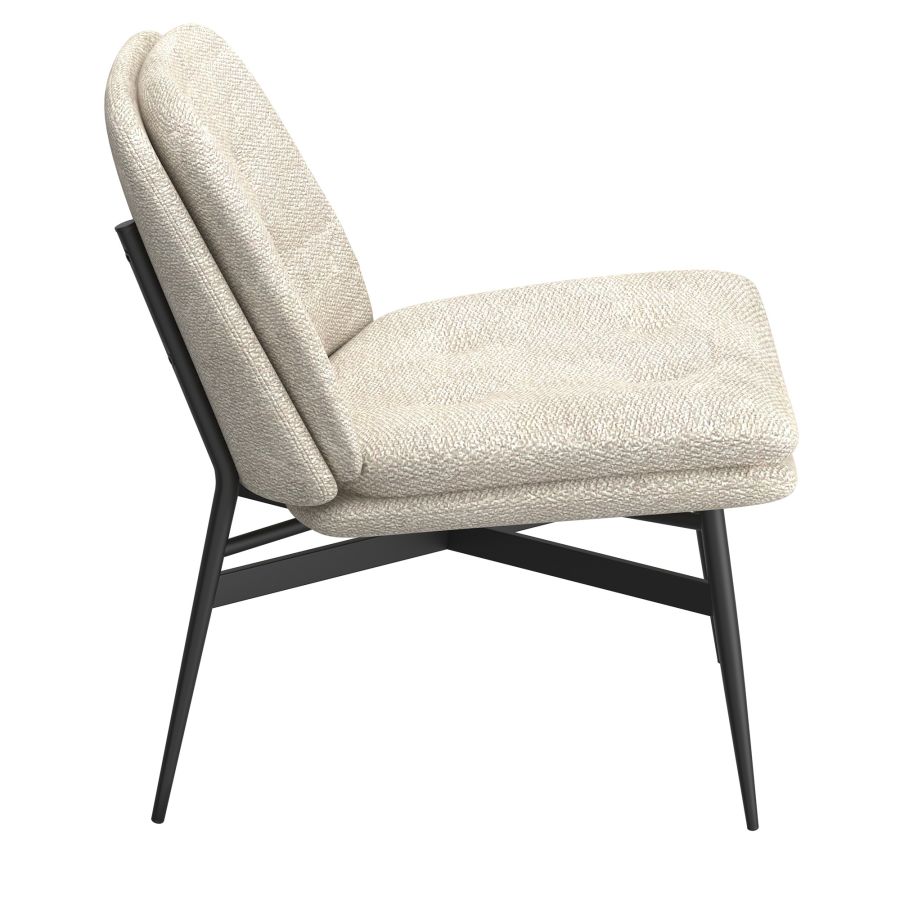 Caleb Accent Chair in Beige Fabric and Black 403-091