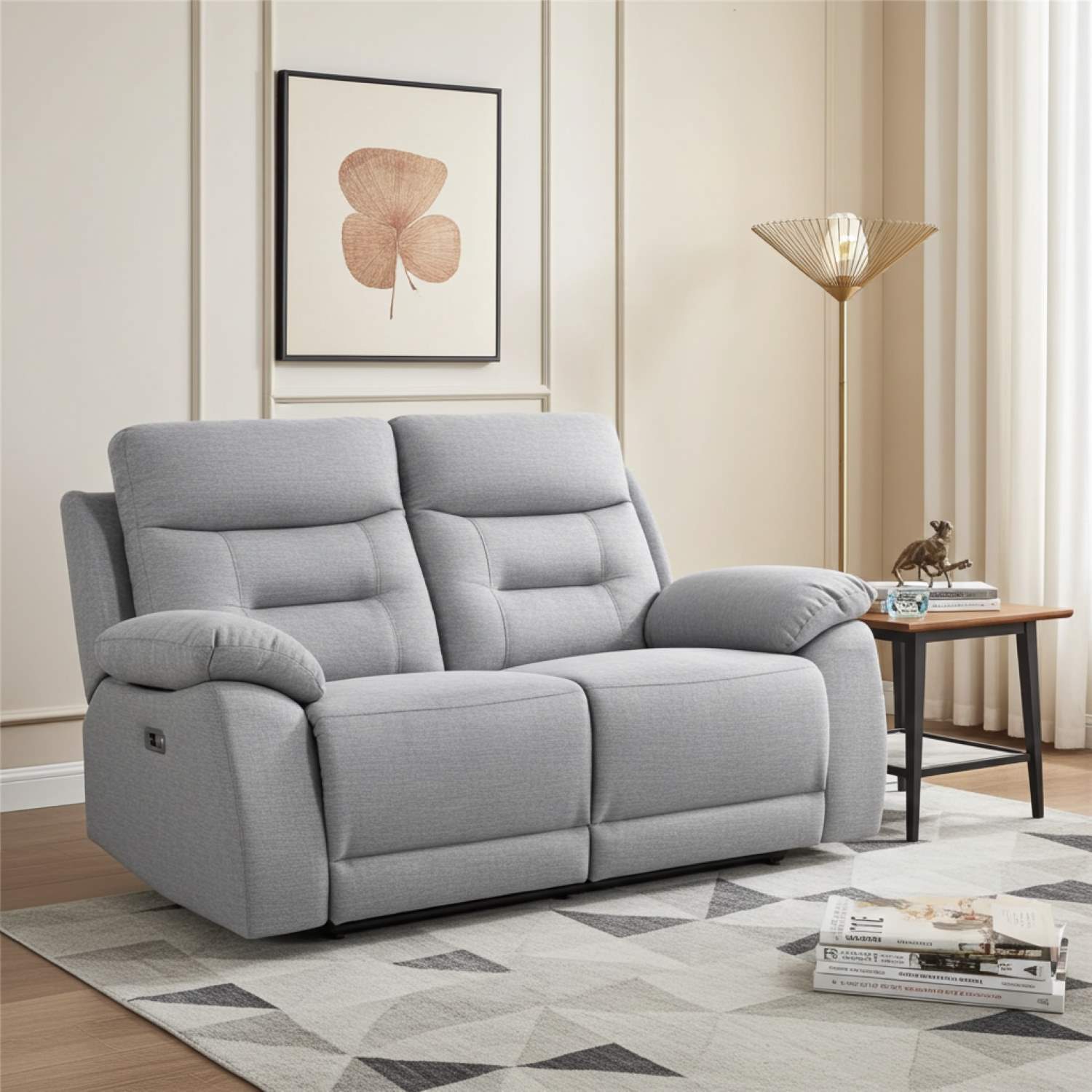 Calypso Grey Fabric Power Recliner Sofa Set with Drop-down & Cup Holders 1407