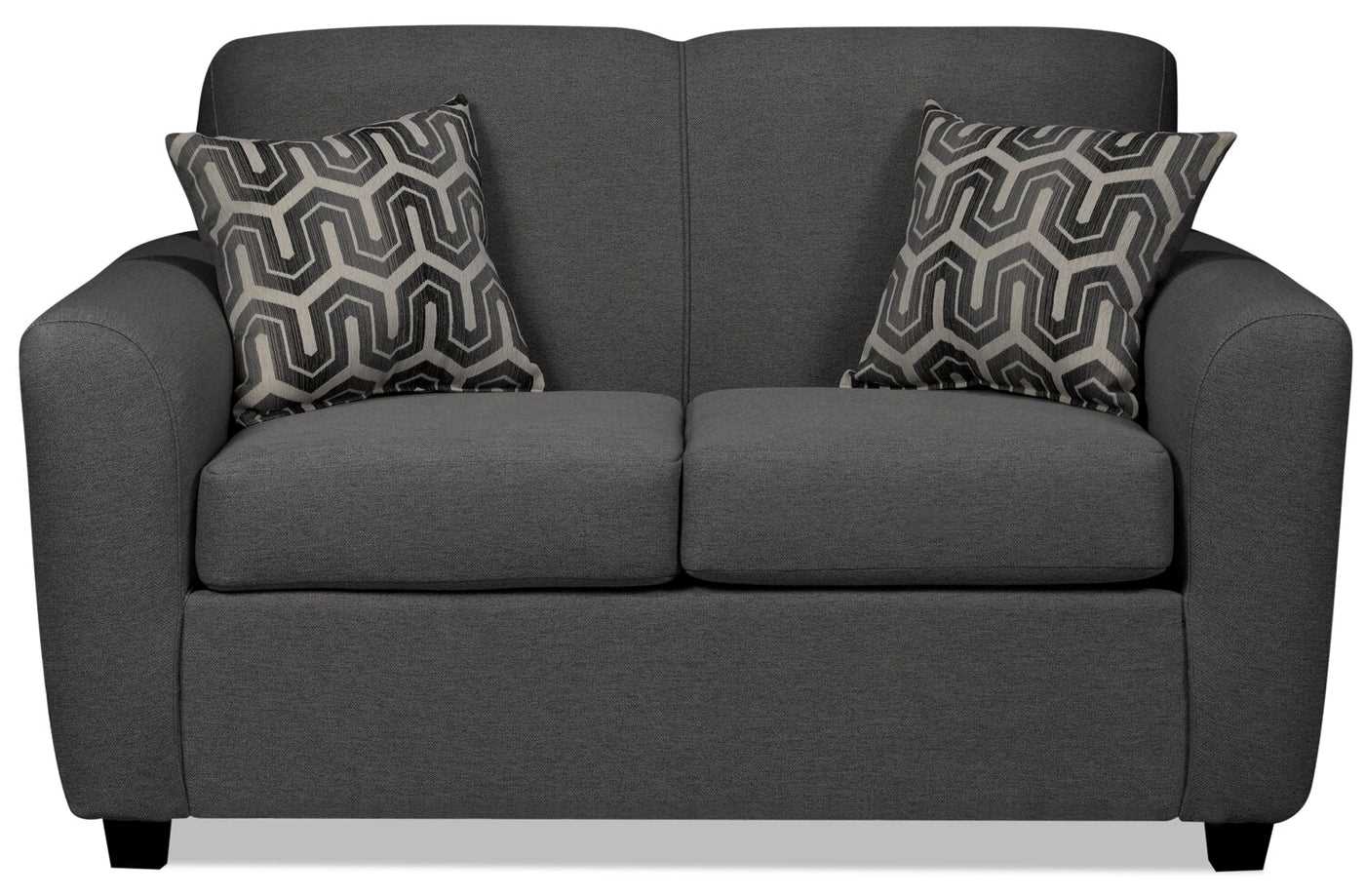 Canadian Made Fabric 2PC Sofa Set Dark Grey 5005