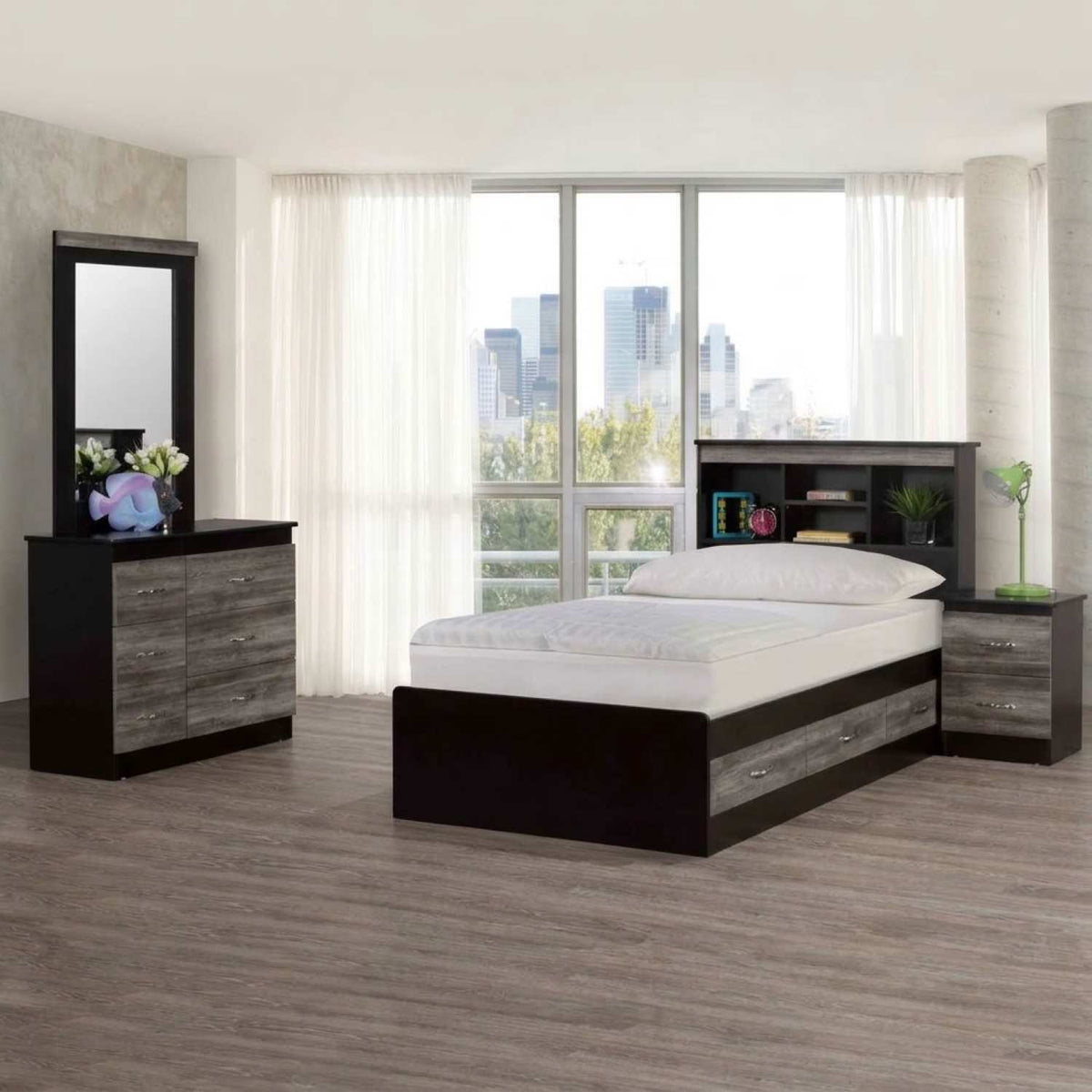 Canadian made Single Mates Bed with Bookcase Headboard 5215