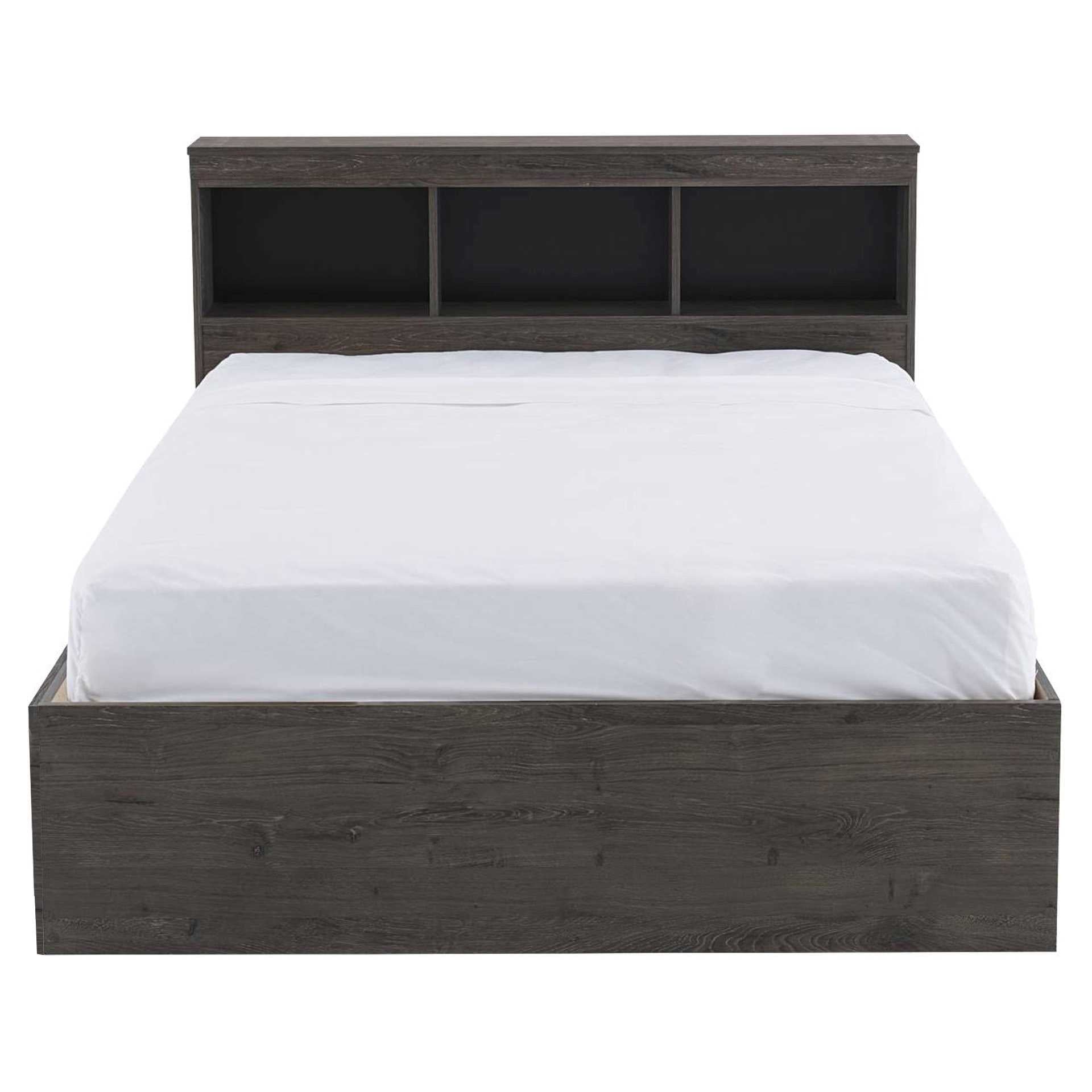 Canadian Made Platform Bed With Bookcase Headboard  1101