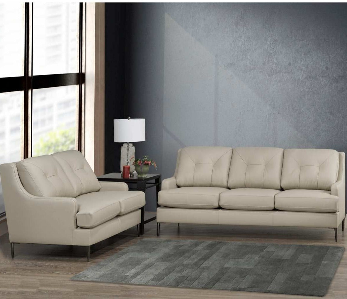 Canadian Made Genuine Leather Florance Linen Sofa Collection 5557