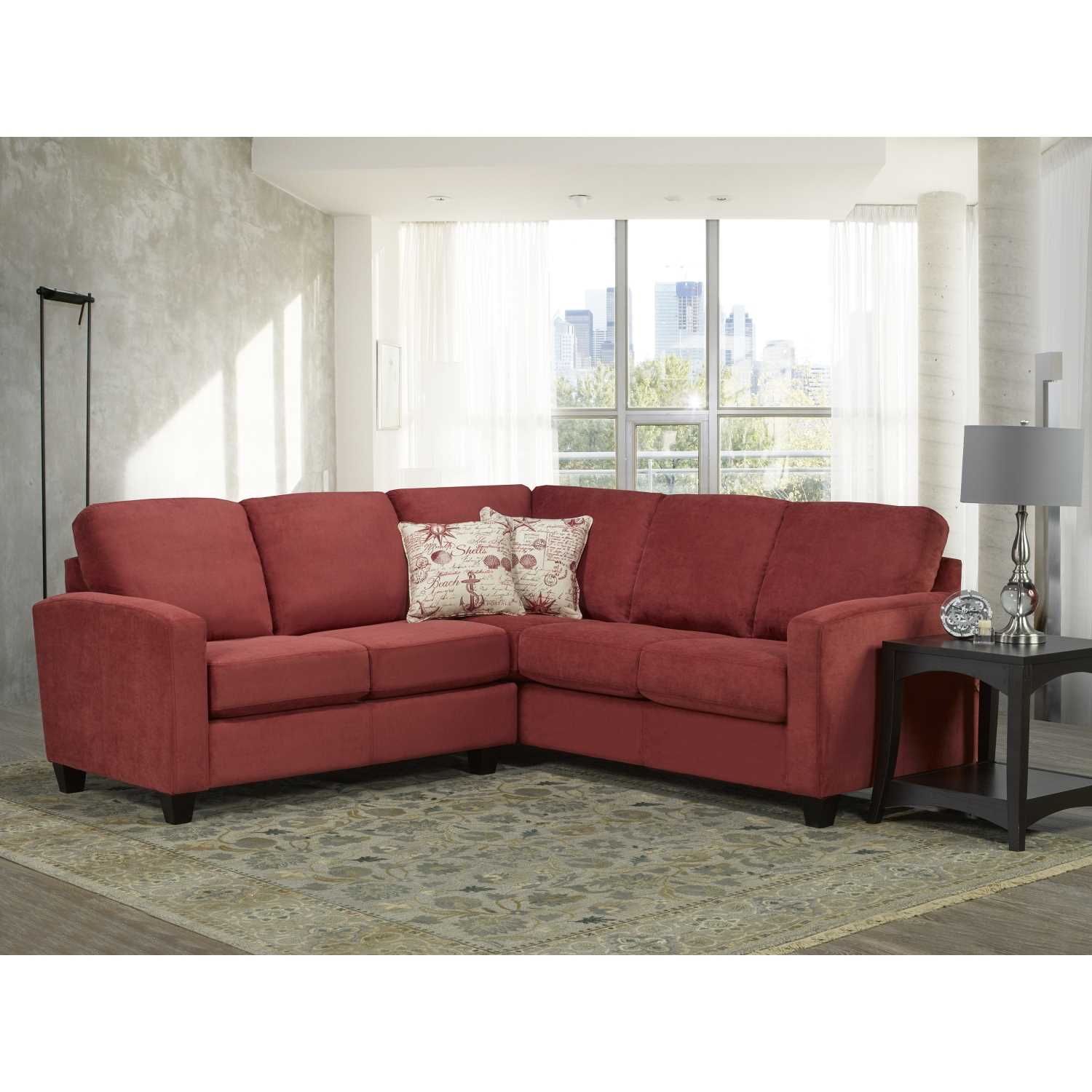 Sedona Canadian Made Fabric Sectional Sofa Poppy Red 9975