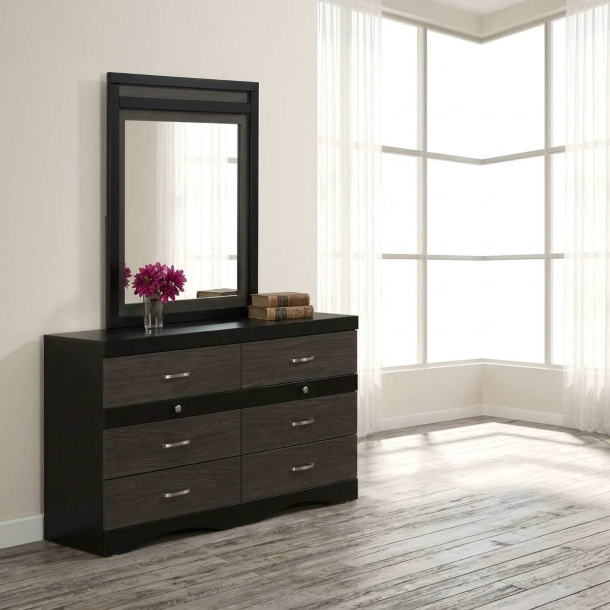 Canadian Made Dresser & Mirror Black/Tuxedo A9