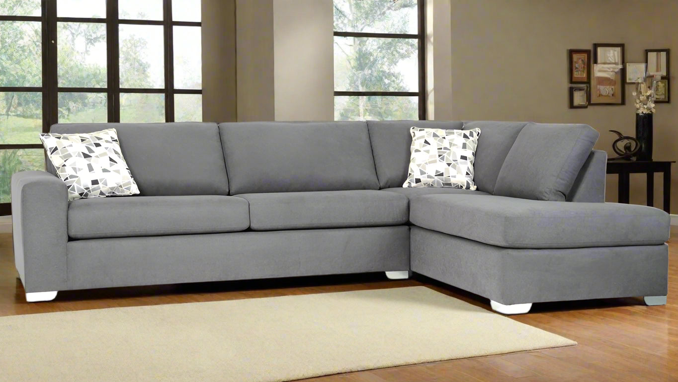 Canadian Made Fabric Sectional Sofa Grey 1257