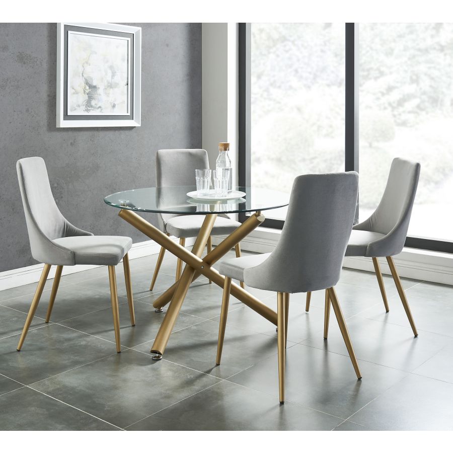 Carmilla/Carmilla 5pc Dining Set, Gold/Grey