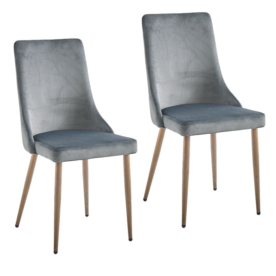 Carmilla Side Chair, Set of 2 in Grey and Aged Gold