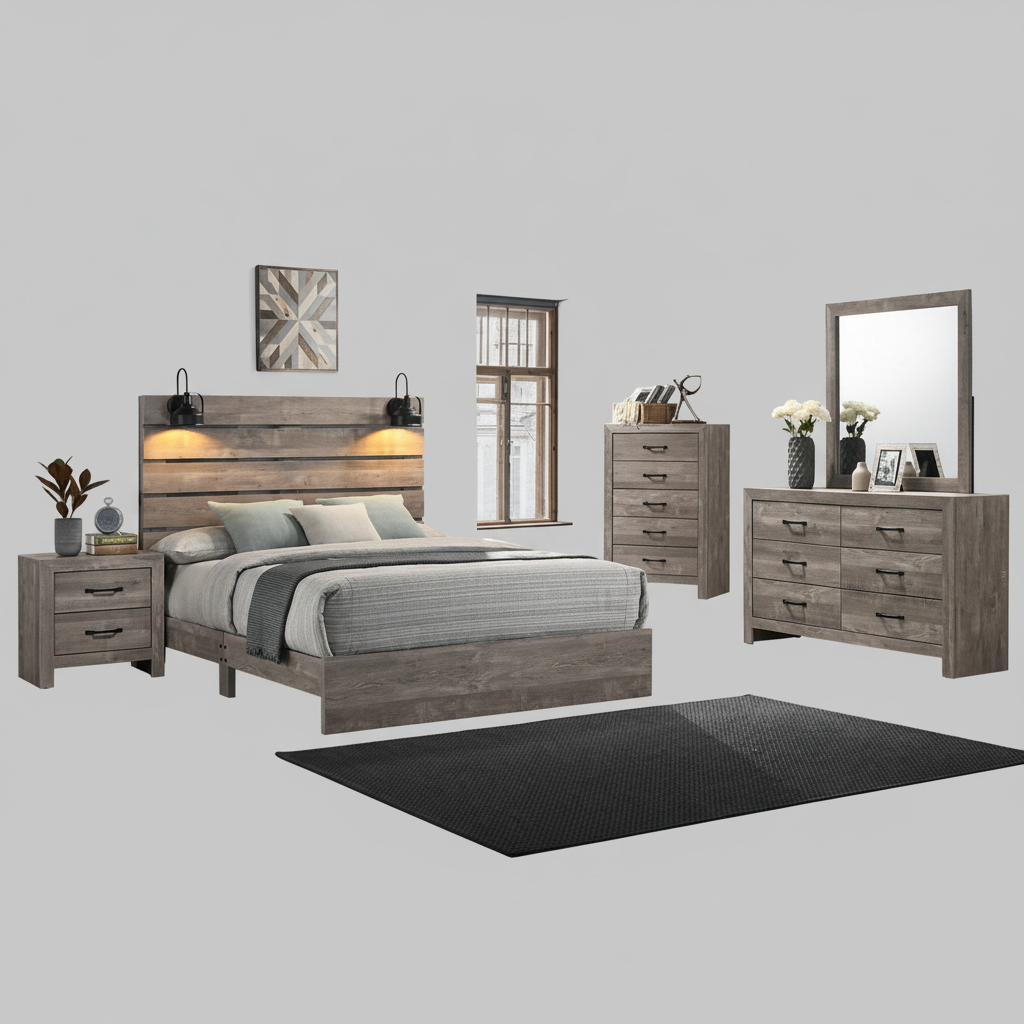 Charlotte 6PC Bedroom Set Gray