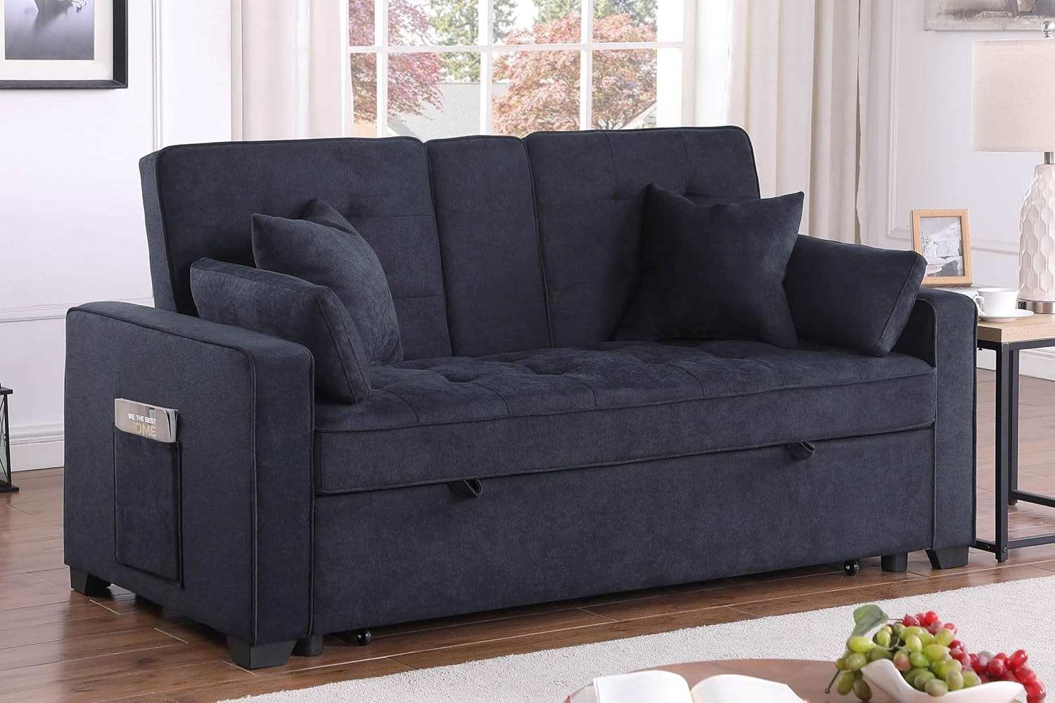 Chase Dark Grey Pull Out Sofa Bed With USB Ports & Cup Holders