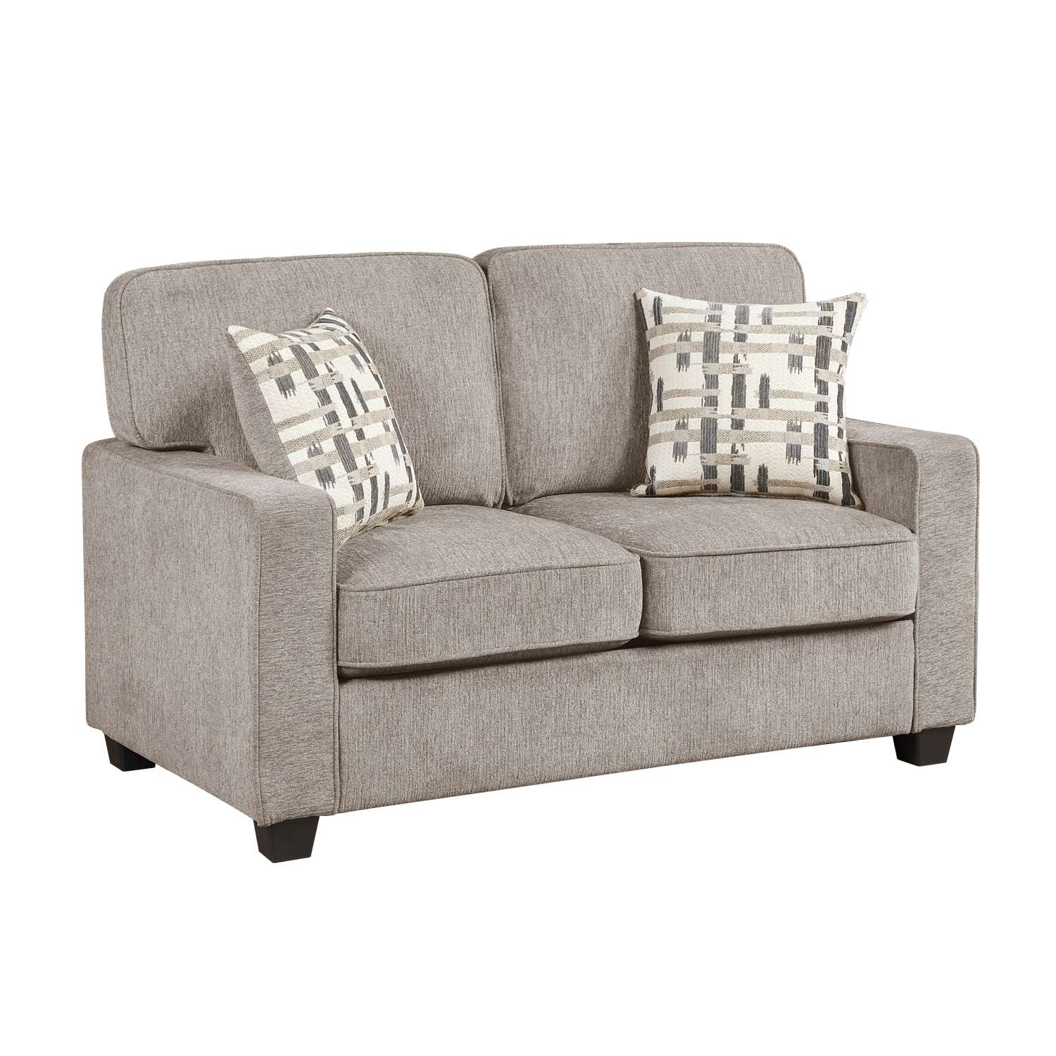 Chenille Taupe Fabric Sofa Set with 4 Decorative Pillows 9748